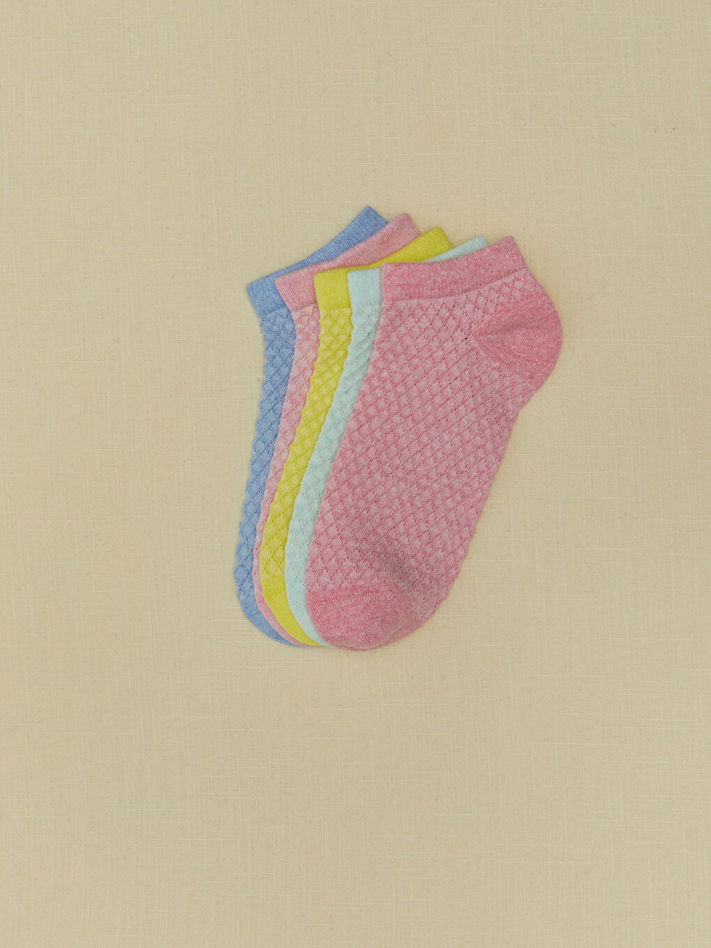 Lila Kendinden Desenli Kız Çocuk Patik Çorap 5'li-1