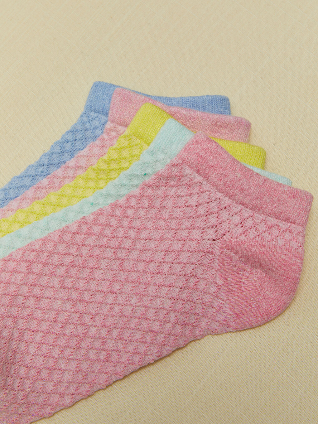 Lila Kendinden Desenli Kız Çocuk Patik Çorap 5'li-2