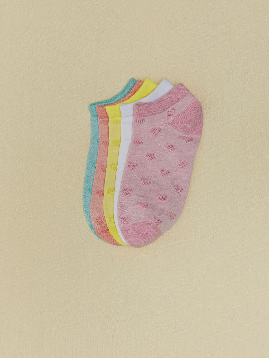 Patterned Girls' Trainer Socks 5 Pack-1