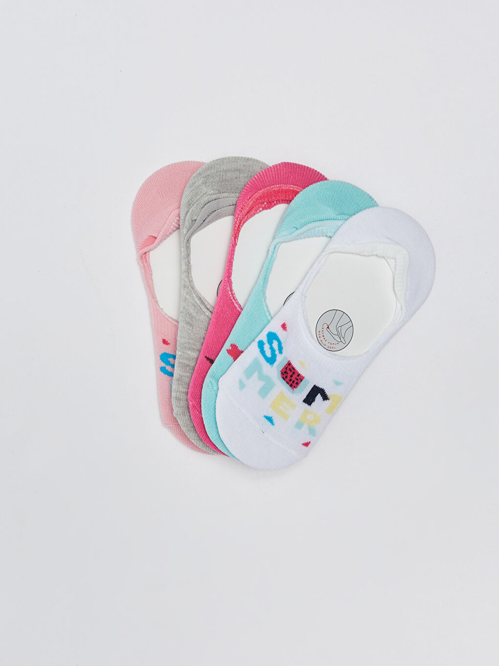 جوارب غير مرئية منقوشة للبنات - عبوة من ٥ قطع-1