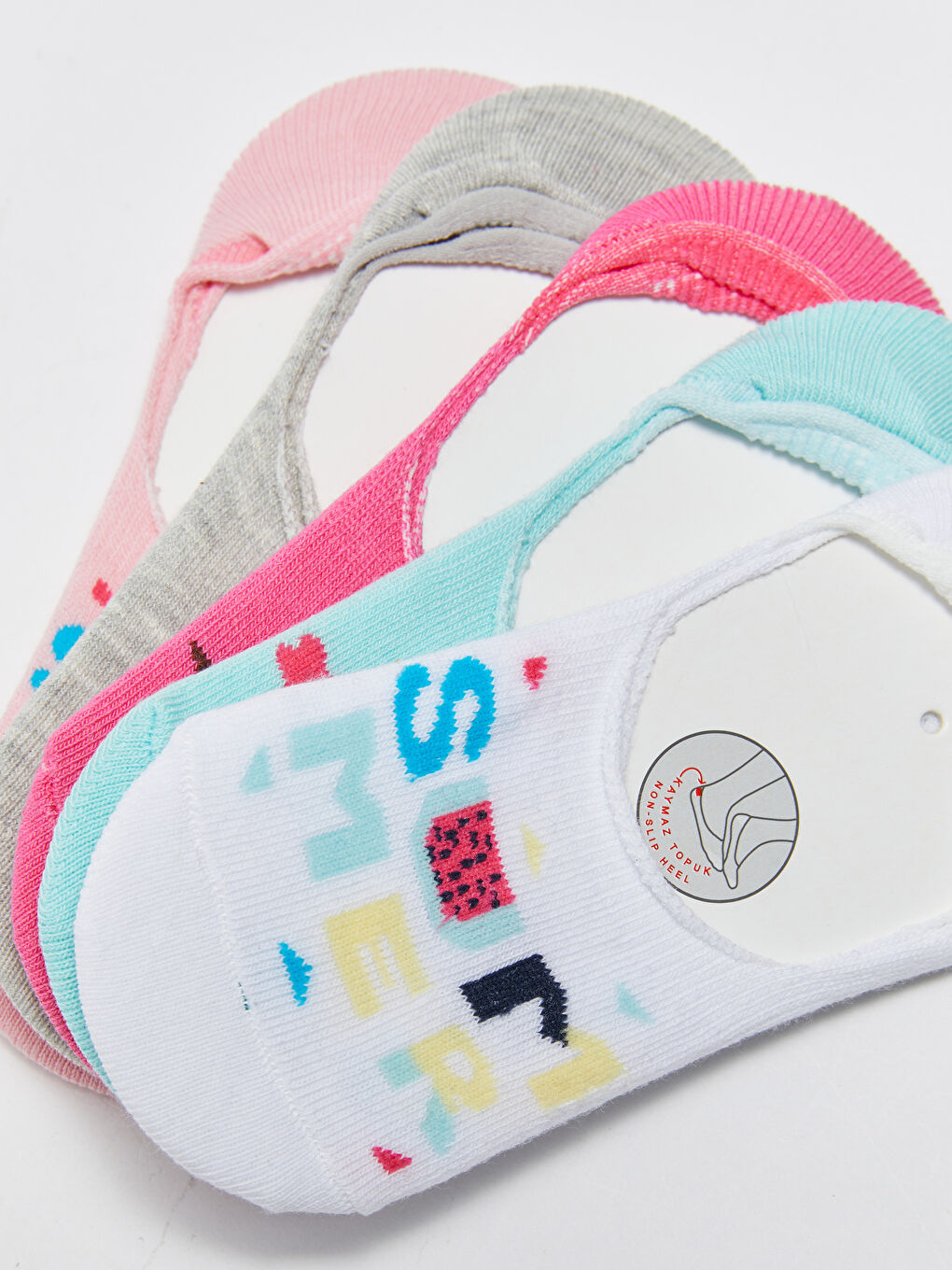 جوارب غير مرئية منقوشة للبنات - عبوة من ٥ قطع-2