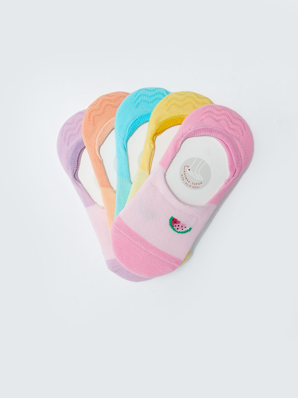 Patterned Girls' Invisible Socks 5 Pack-1