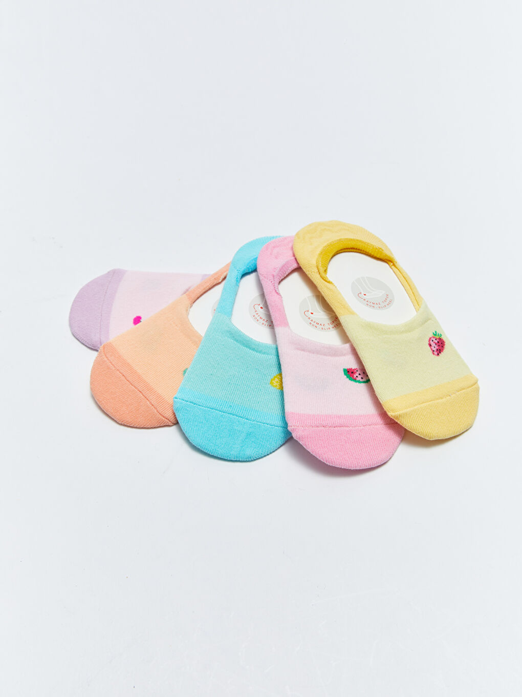 Patterned Girls' Invisible Socks 5 Pack-2