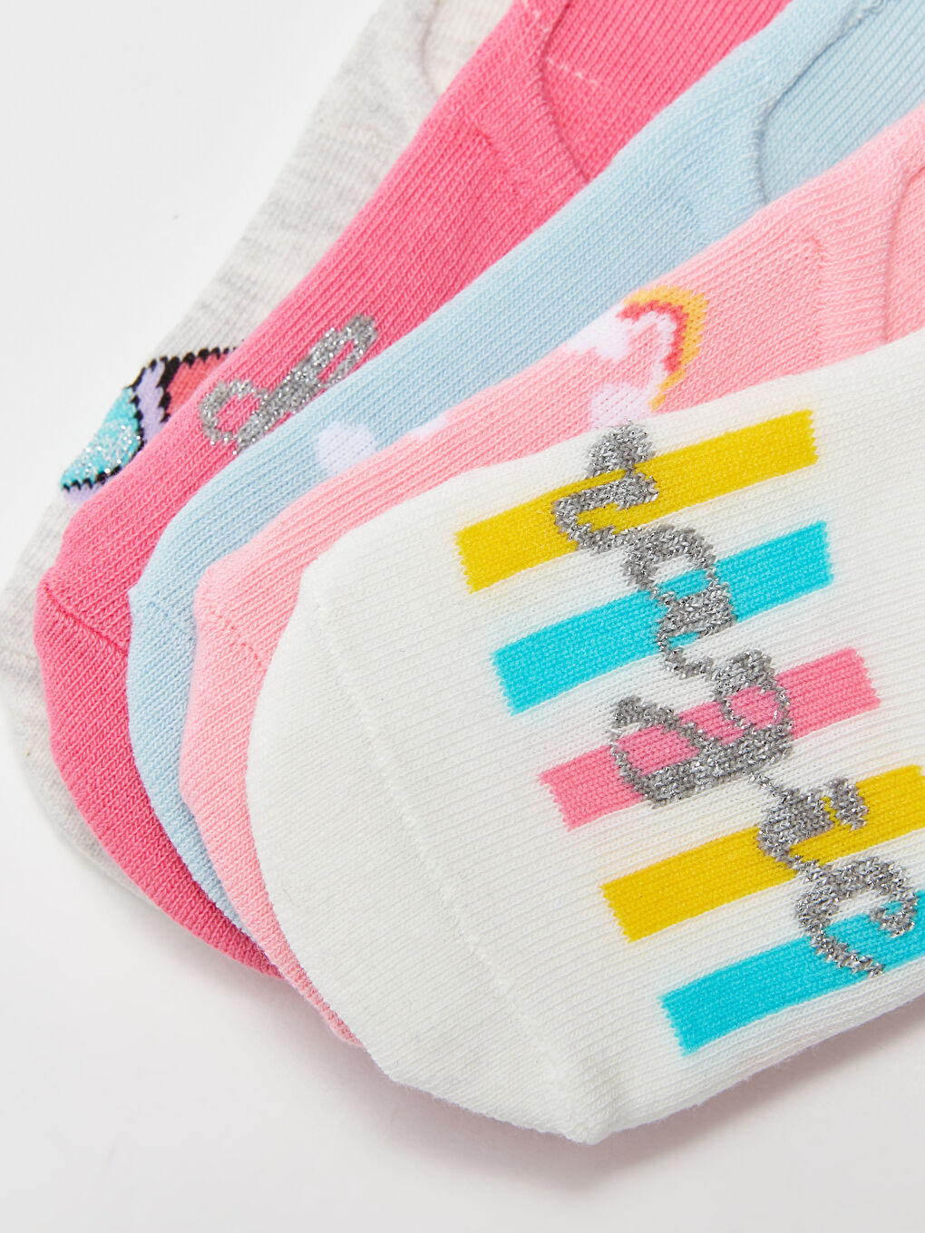 Patterned Girls' Invisible Socks 5 Pack-2