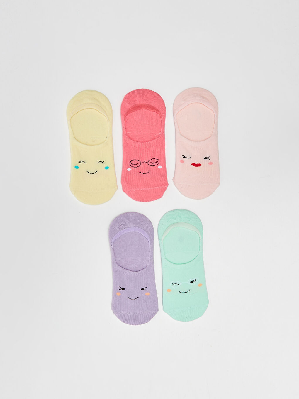 Patterned Girls' Invisible Socks 5 Pack