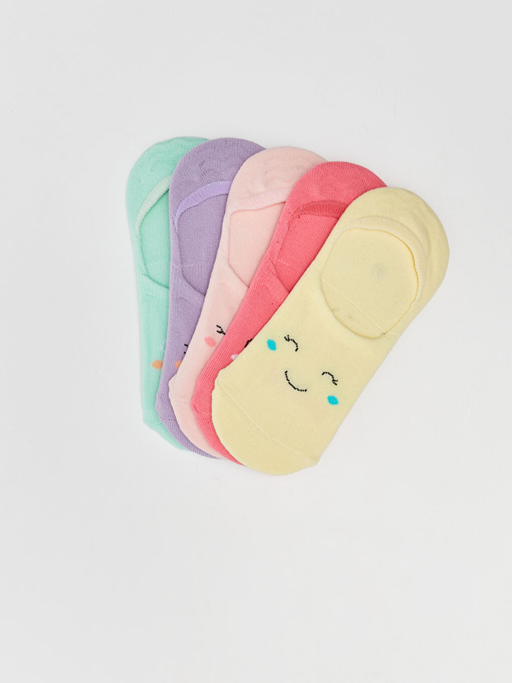 Patterned Girls' Invisible Socks 5 Pack-1