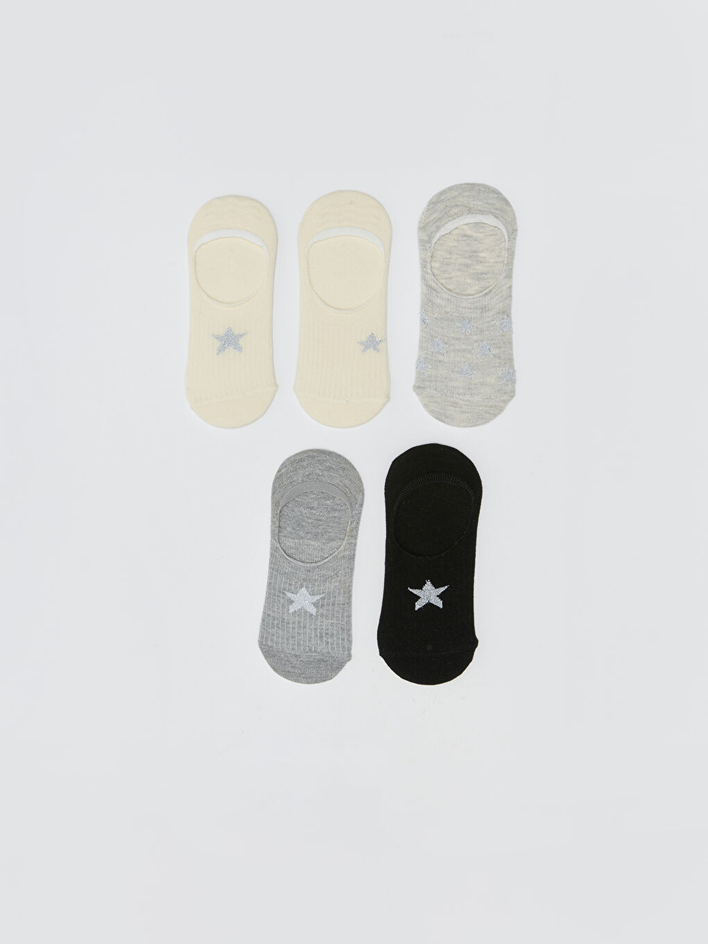 Patterned Girls' Invisible Socks 5 Pack