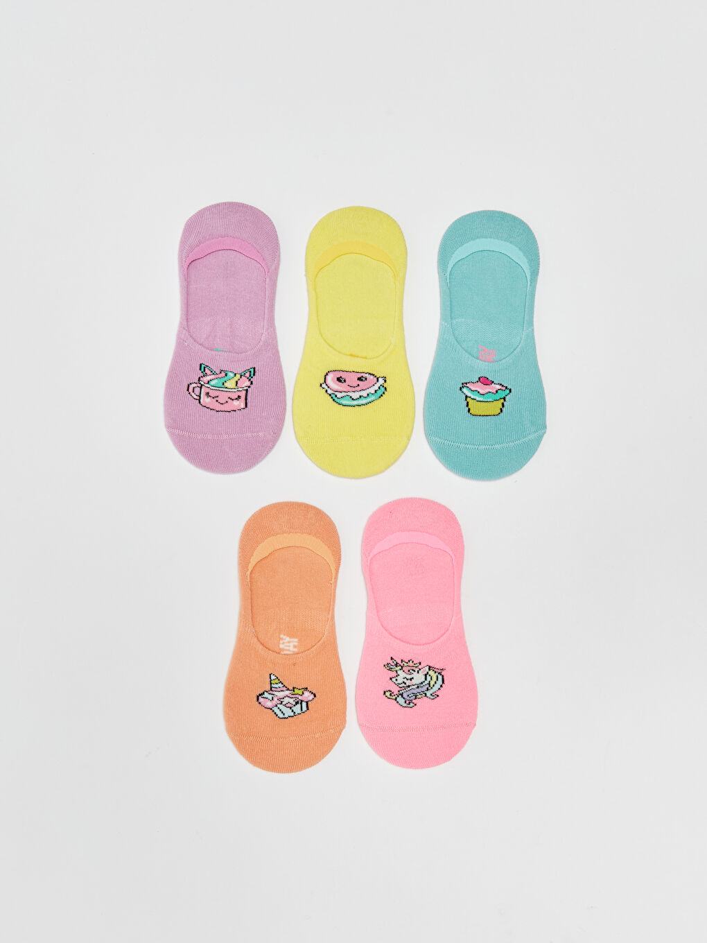 Patterned Girls' Invisible Socks 5 Pack