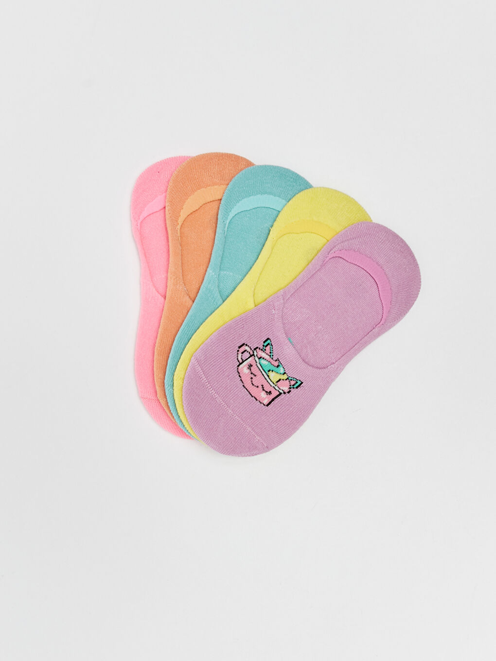 Patterned Girls' Invisible Socks 5 Pack-2
