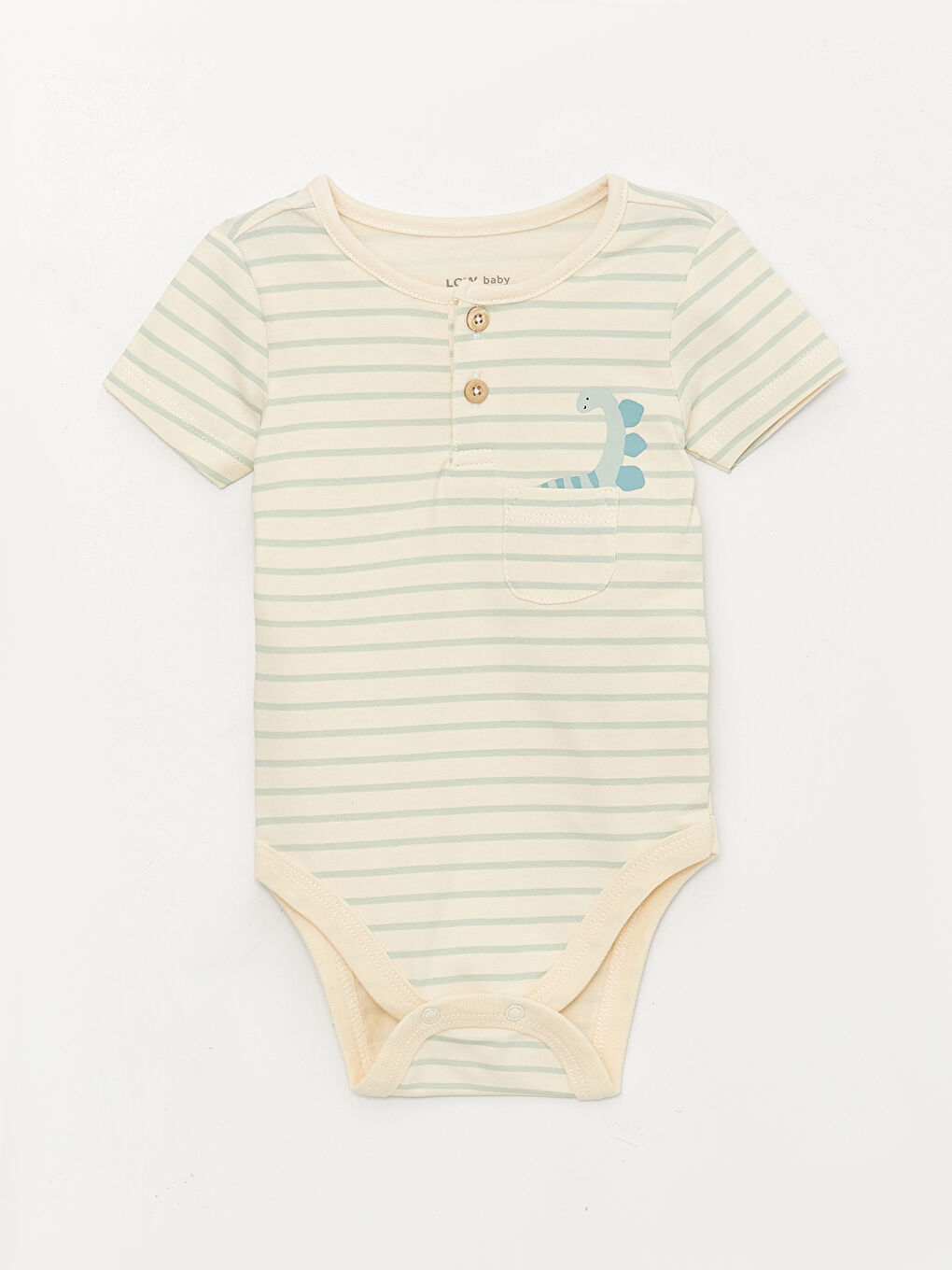 Set Body și Pantaloni cu Mânecă Scurtă și Guler Rotund pentru Bebeluși Băieți cu Capse-1