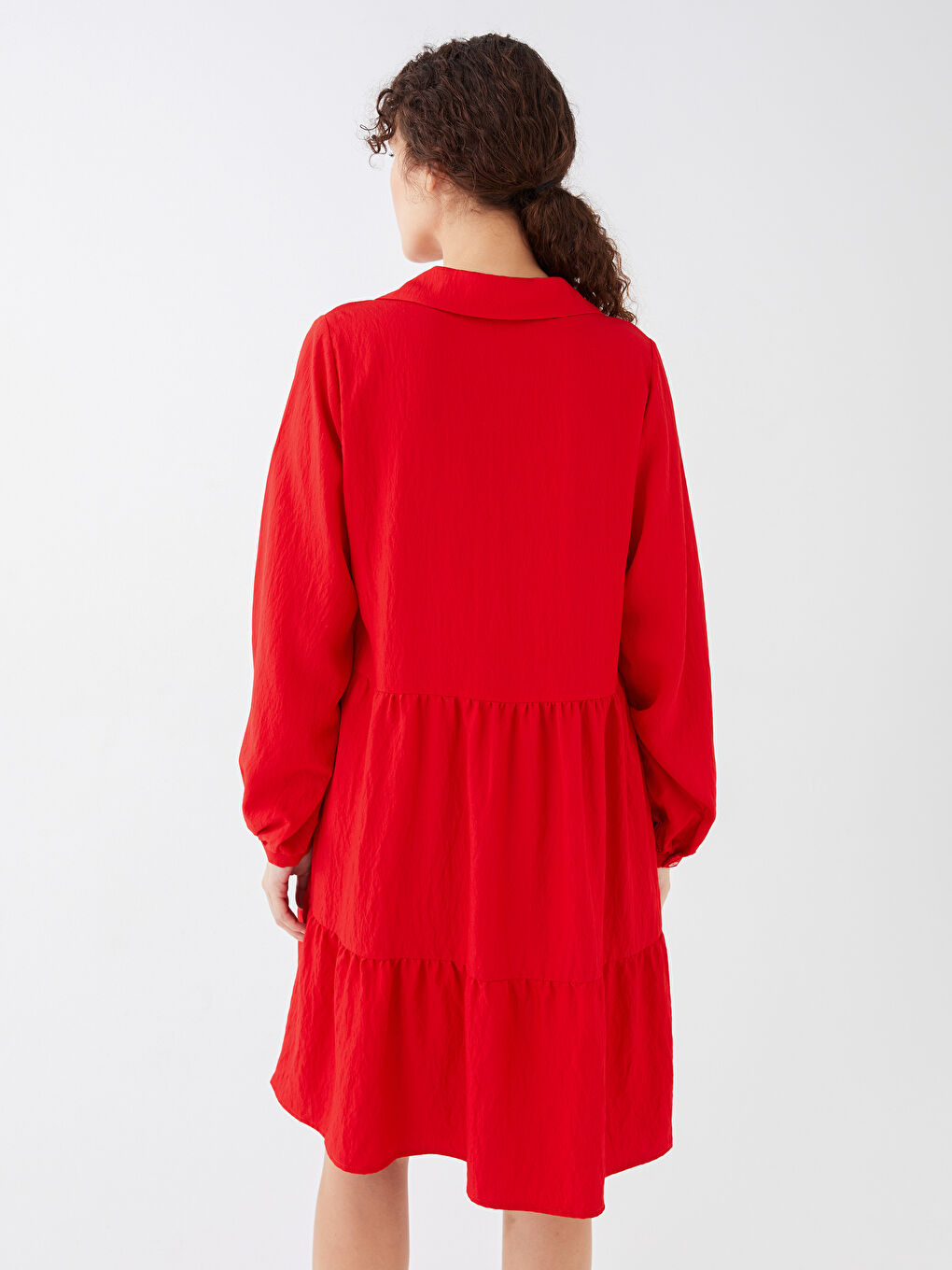 Polo Collar Straight Long Sleeve Women's Shirt Dress -S39005Z8-KYV