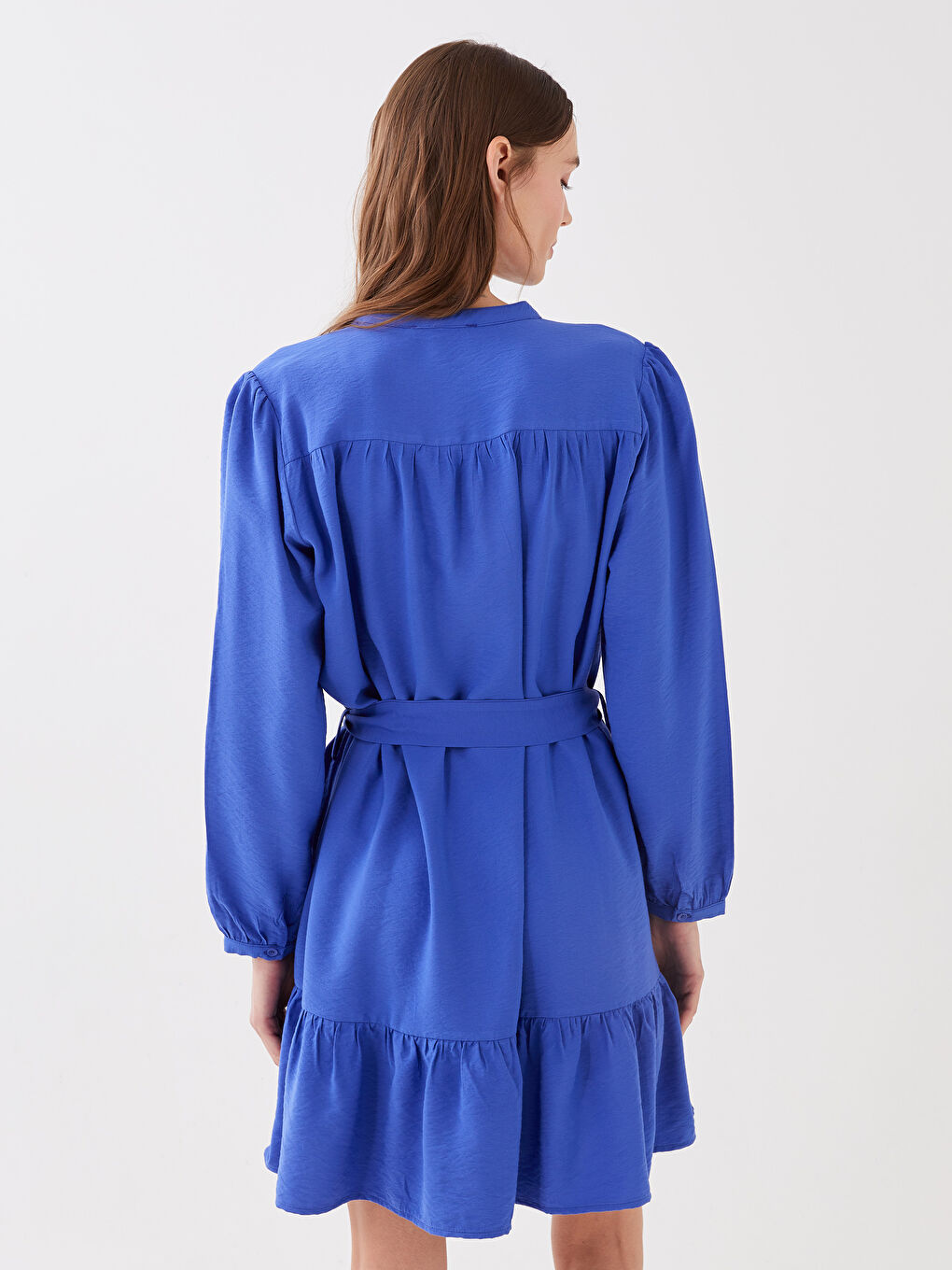 Women's Crew Neck Straight Long Sleeve Shirt Dress -S39006Z8-GZ1