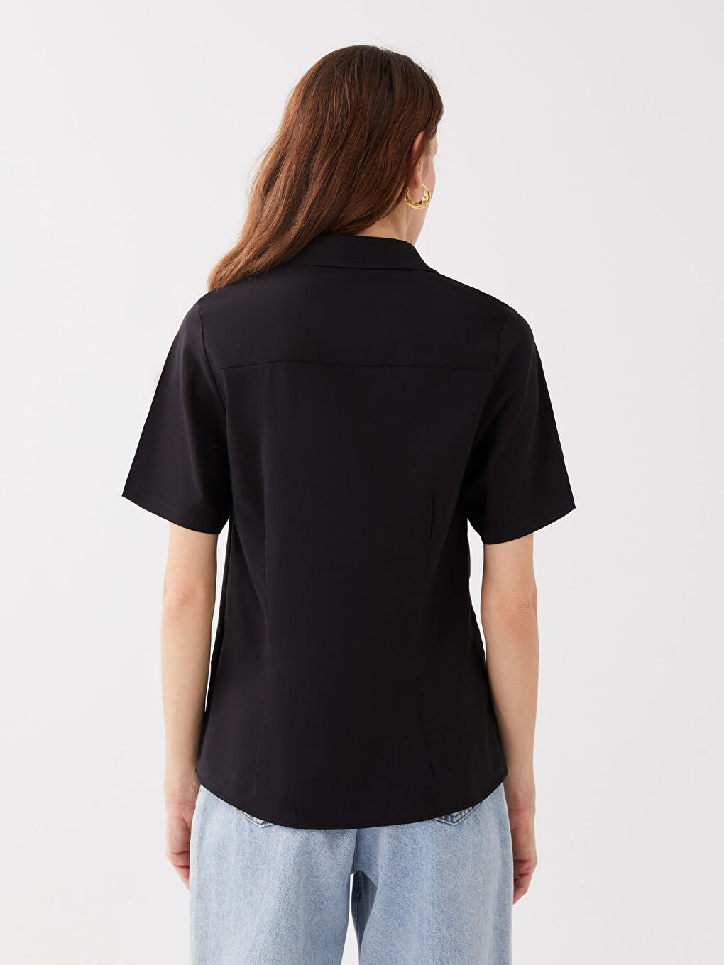 LCWAIKIKI Classic Women's Short-Sleeve Poplin Shirt With Front Buttons -S39008Z8-CVL
