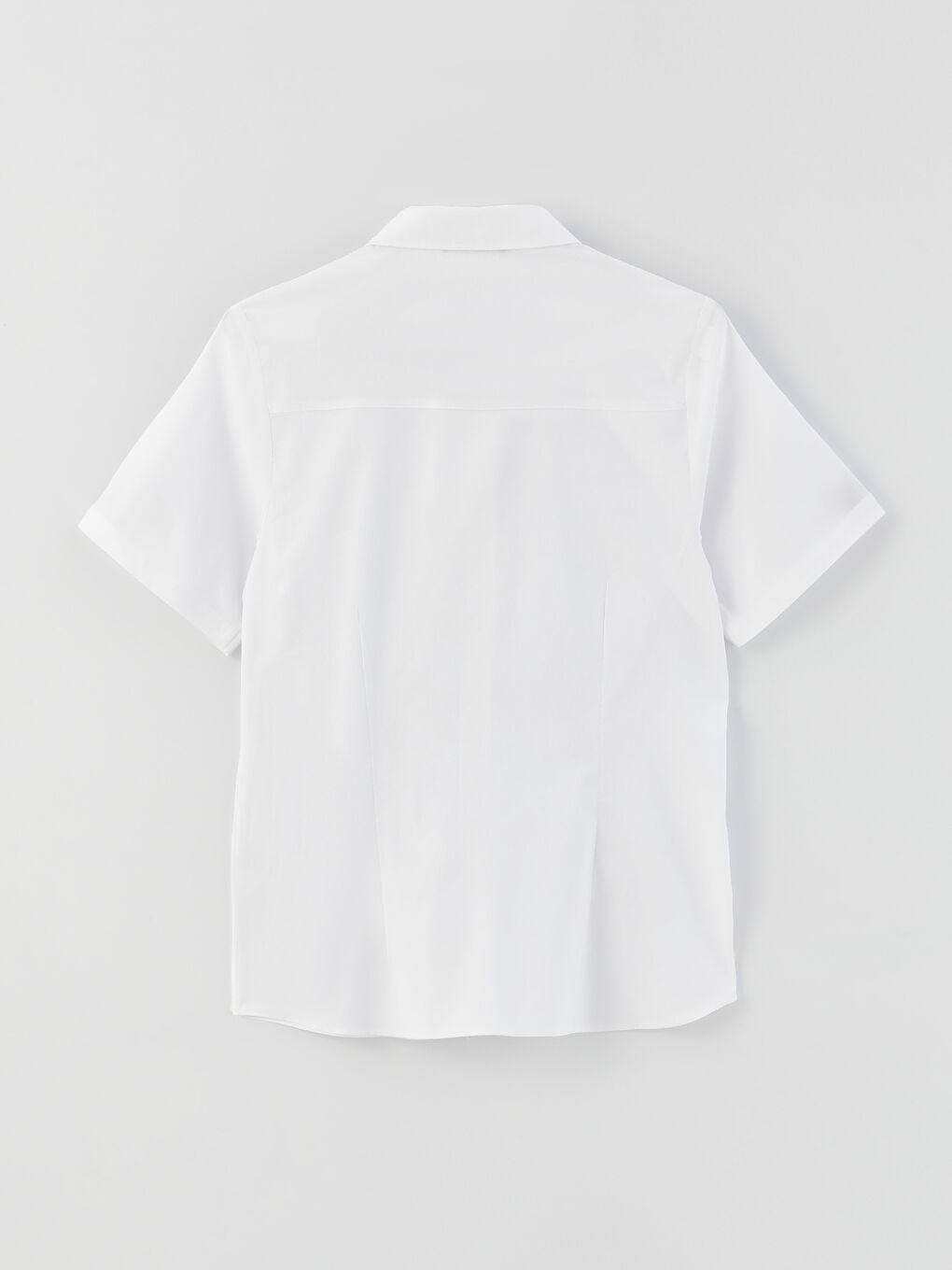Beyaz Önden Düğmeli Kısa Kollu Kadın Poplin Gömlek-6