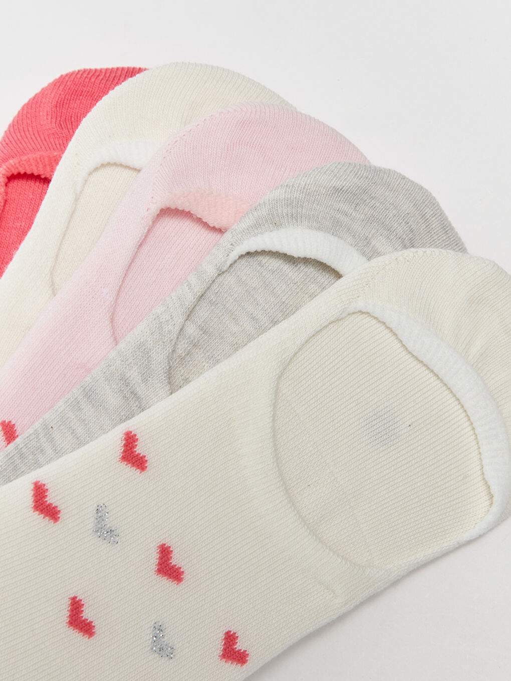 Beyaz Desenli Kız Çocuk Babet Çorap 5'li-2