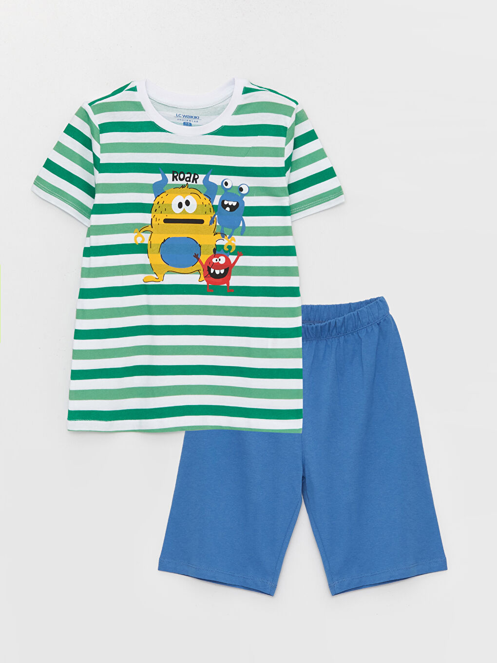 Пижамный комплект с шортами для мальчиков с круглым вырезом, принтом и коротким рукавом