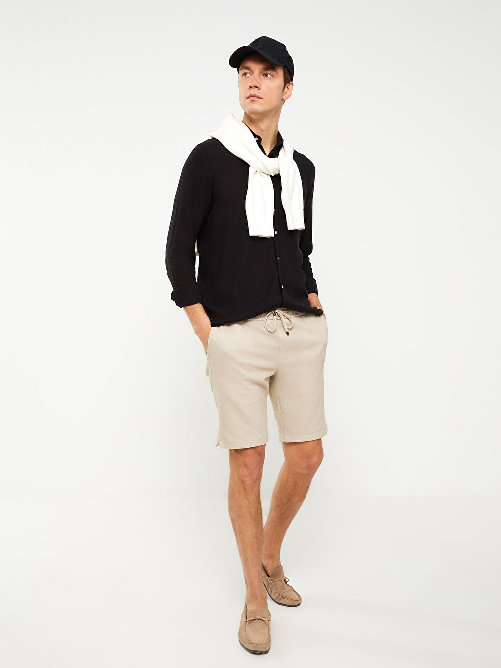 Slim Fit Binding Detail Men's Shorts -S39059Z8-R6C