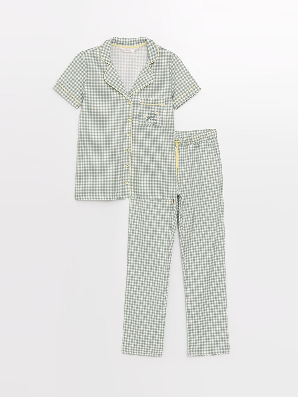 LCW DREAM Shirt Collar Plaid Short Sleeve Women's Pajamas Set -S39064Z8-LPK