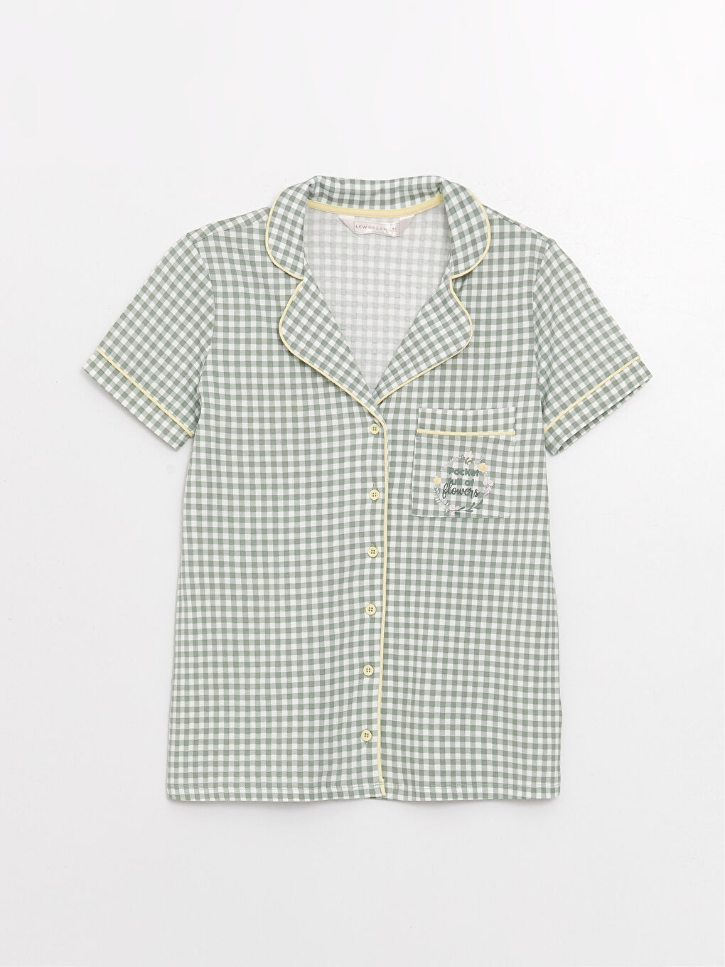 LCW DREAM Shirt Collar Plaid Short Sleeve Women's Pajamas Set -S39064Z8-LPK
