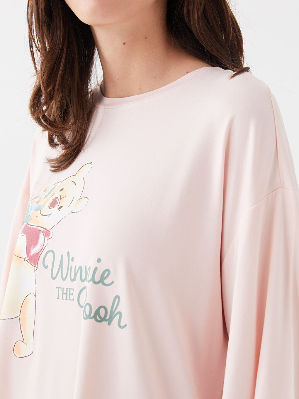 LCW DREAM Crew Neck Winnie the Pooh Printed Short Sleeve Women's Shorts Pajamas Set -S39067Z8-GC8