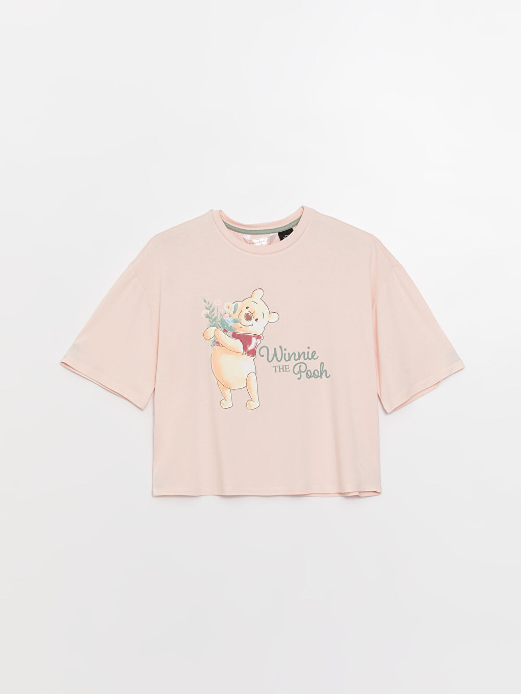 LCW DREAM Crew Neck Winnie the Pooh Printed Short Sleeve Women's Shorts Pajamas Set -S39067Z8-GC8