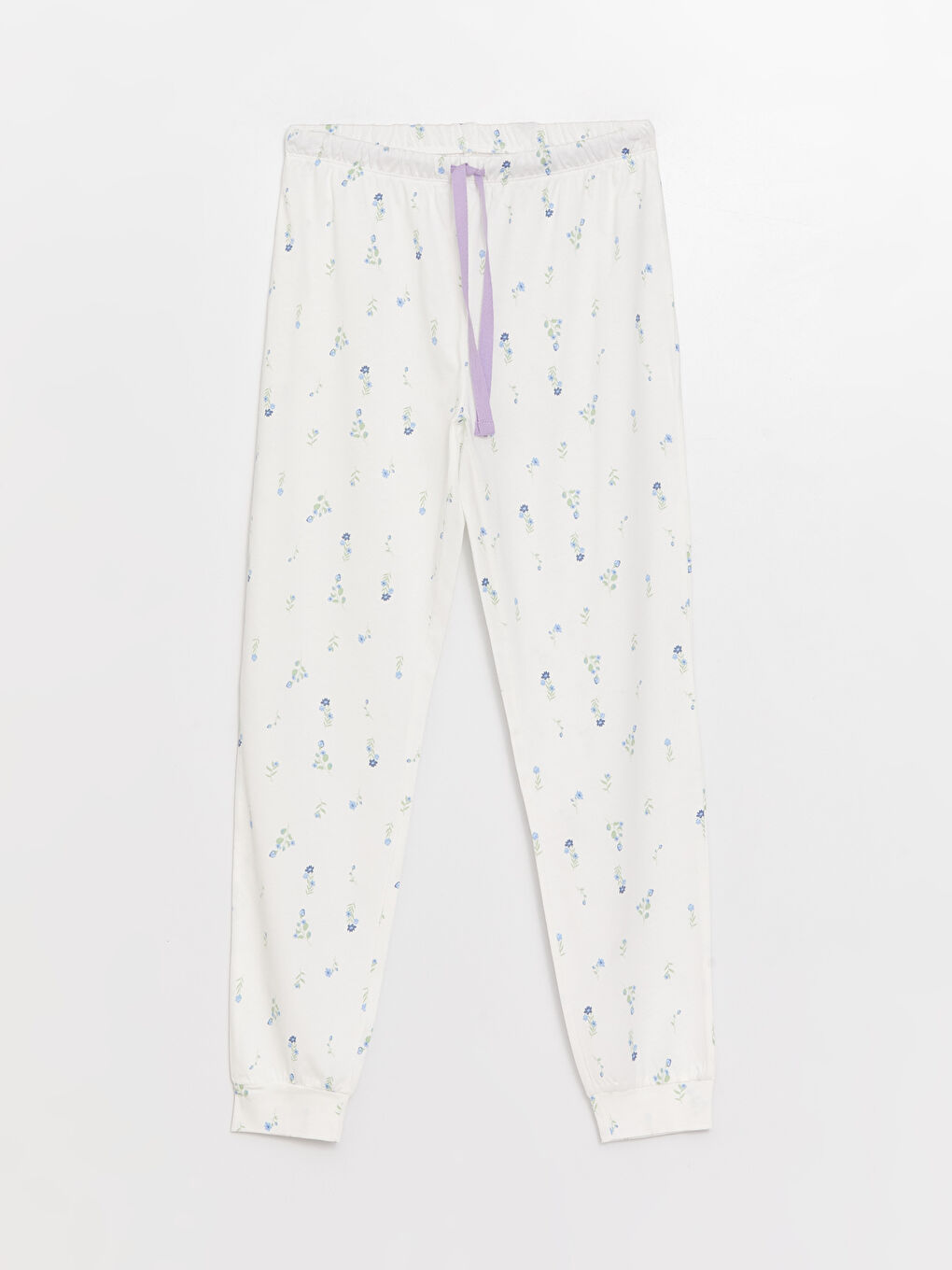 Ekru Bisiklet Yaka Desenli Kısa Kollu Kadın Pijama Takımı-7