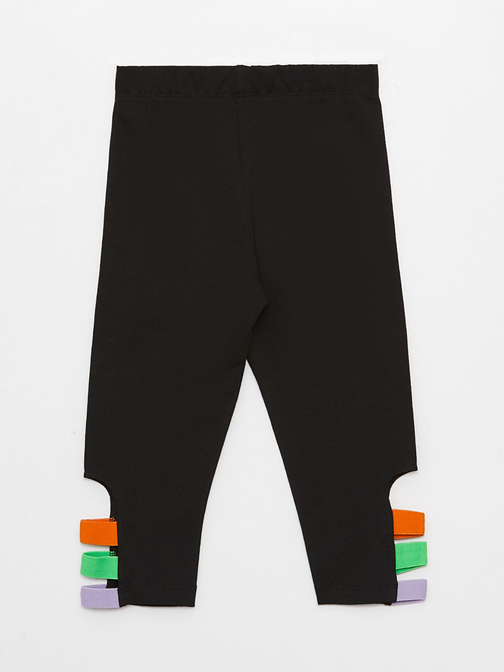Siyah Beli Lastikli Renk Bloklu Kız Çocuk Uzun Tayt-1