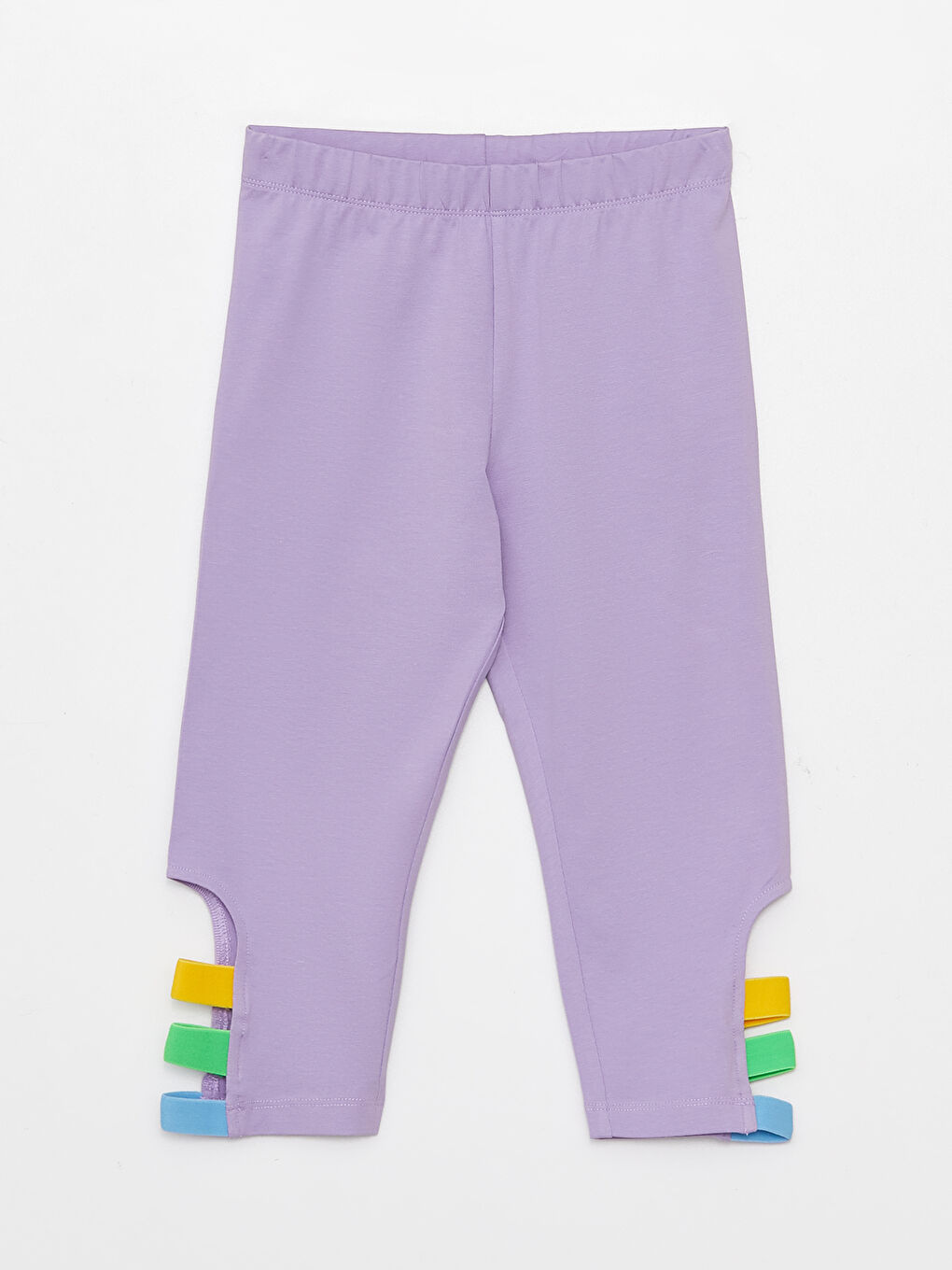 ليجن طويل بناتي بخصر مطاطي مع بلوك الألوان