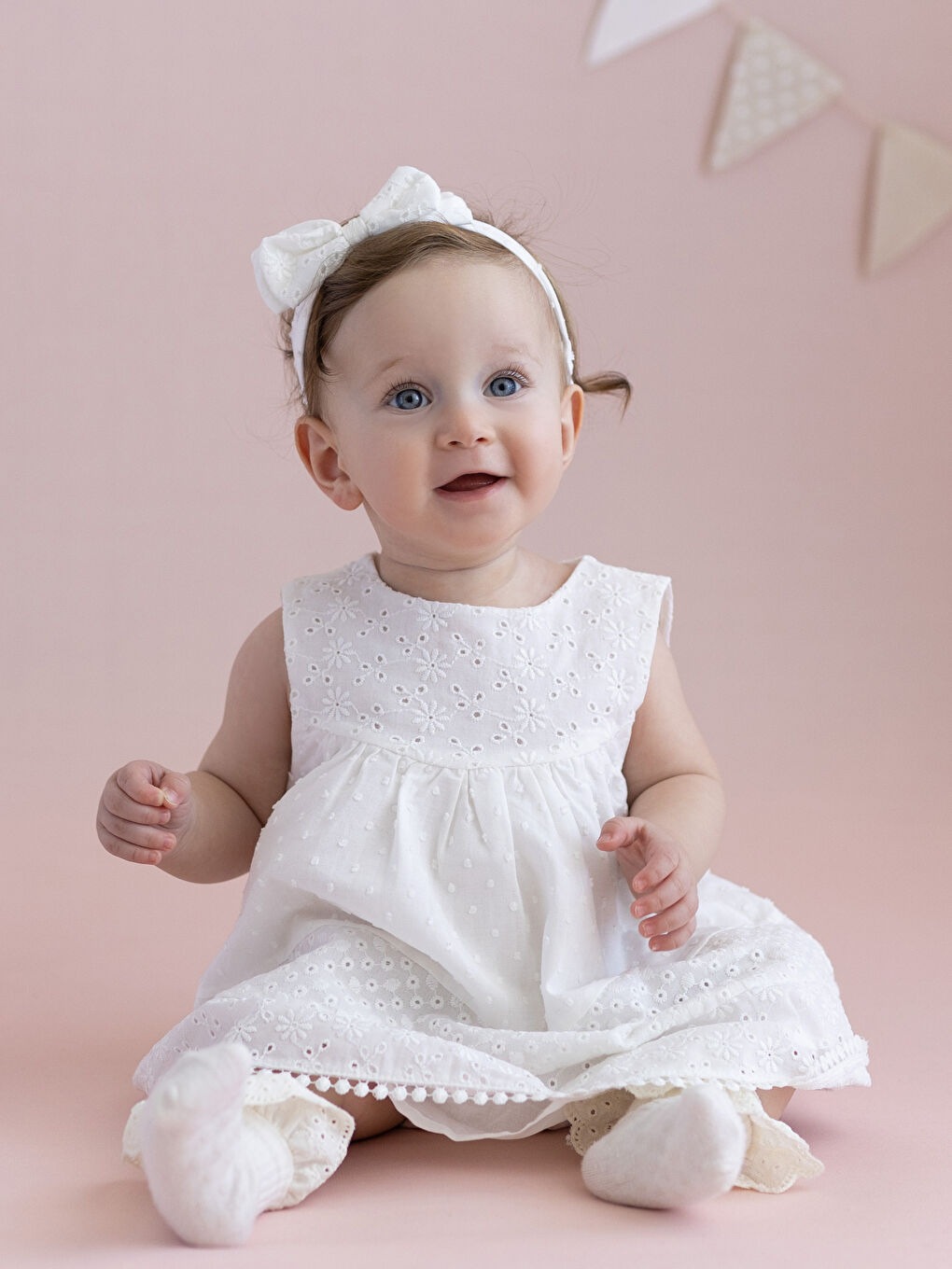 Crew Neck Sleeveless Baby Girl Dress and Headband Set of 2-6
