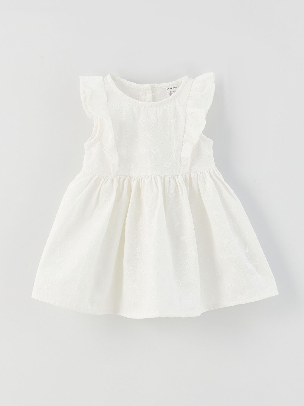 Rochie Fetiță cu Model Propriu cu Guler Rotund-4