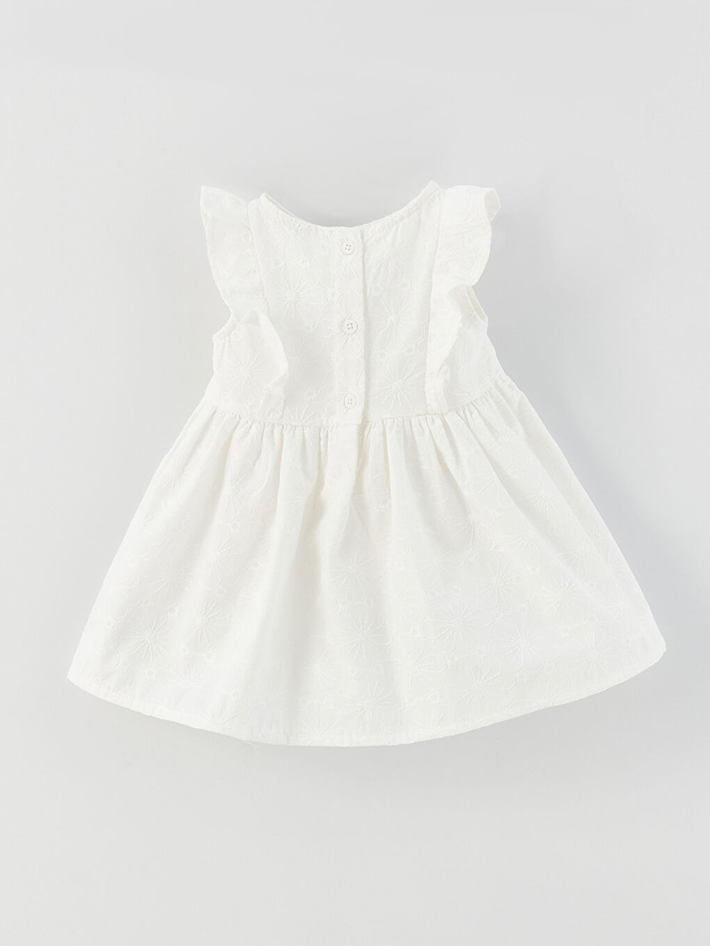 Rochie Fetiță cu Model Propriu cu Guler Rotund-5