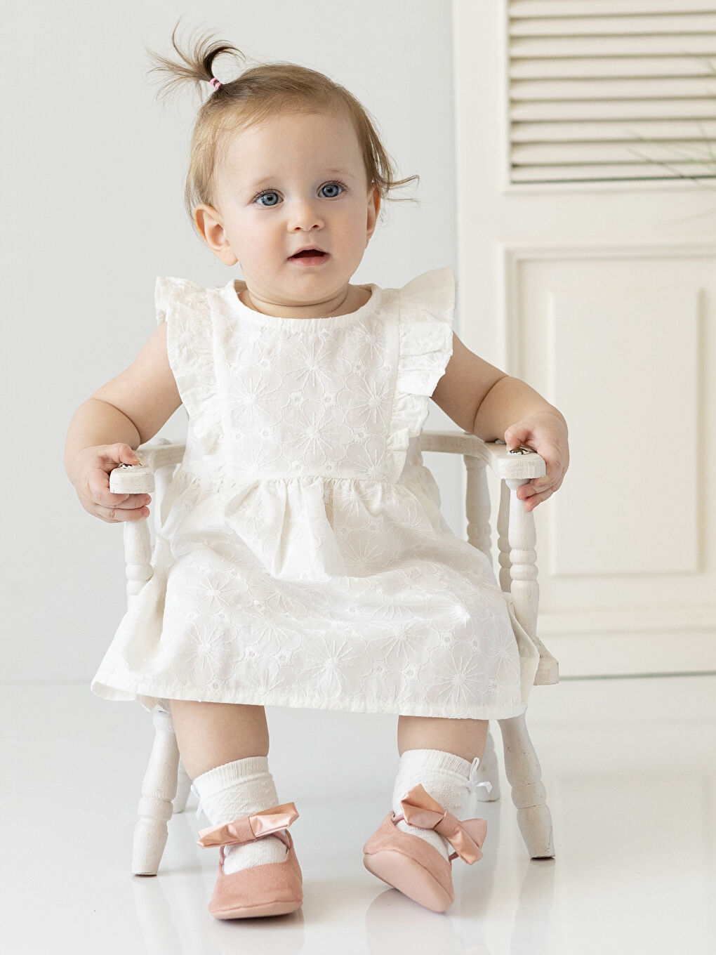 Rochie Fetiță cu Model Propriu cu Guler Rotund-1