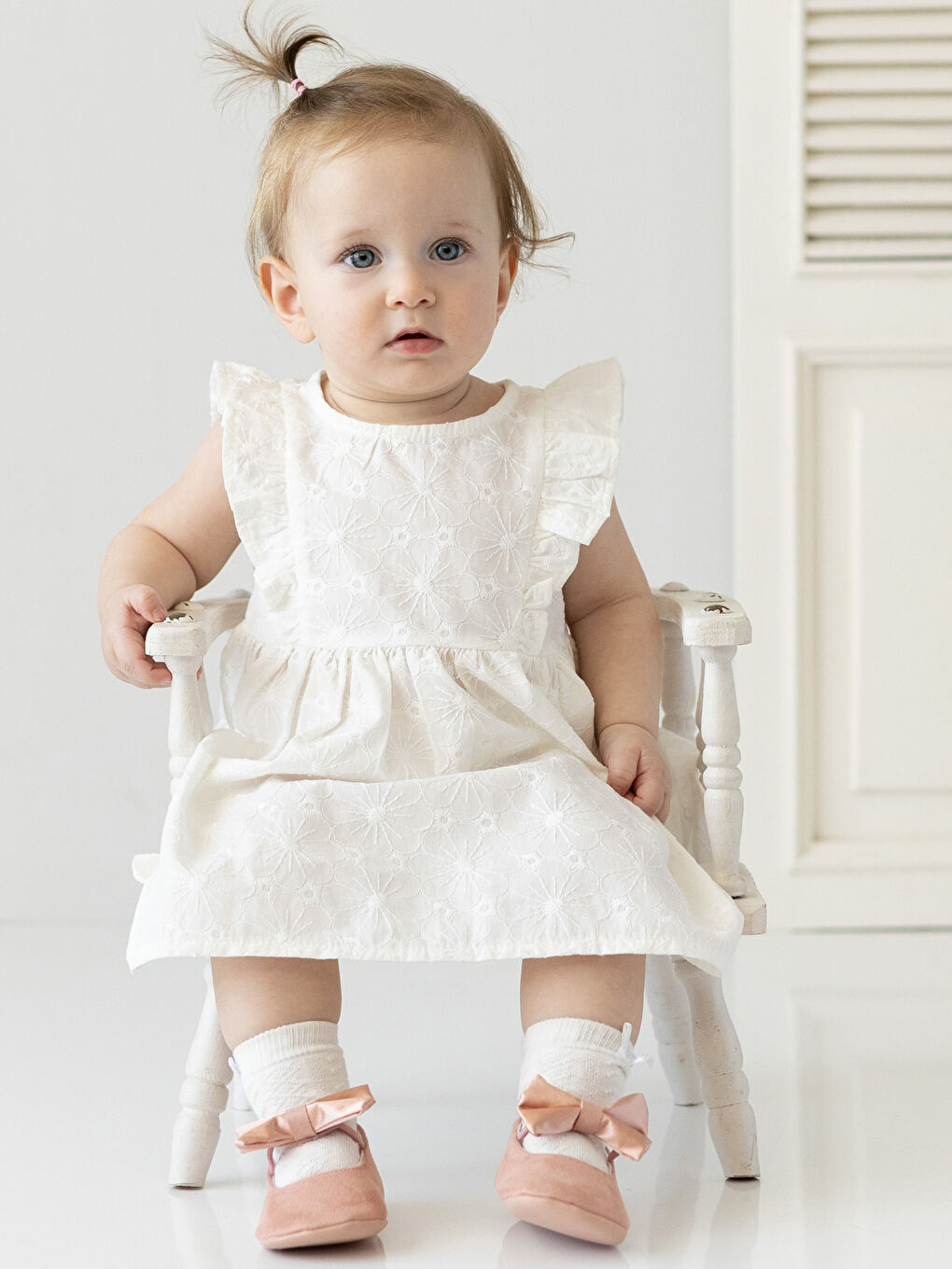 Rochie Fetiță cu Model Propriu cu Guler Rotund-2