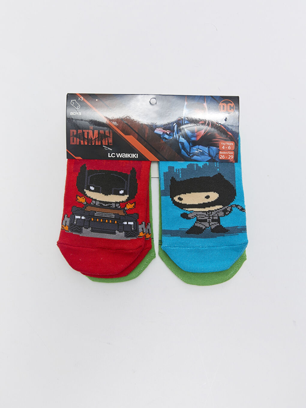 Karışık Batman Desenli Erkek Çocuk Patik Çorap 3'lü-2