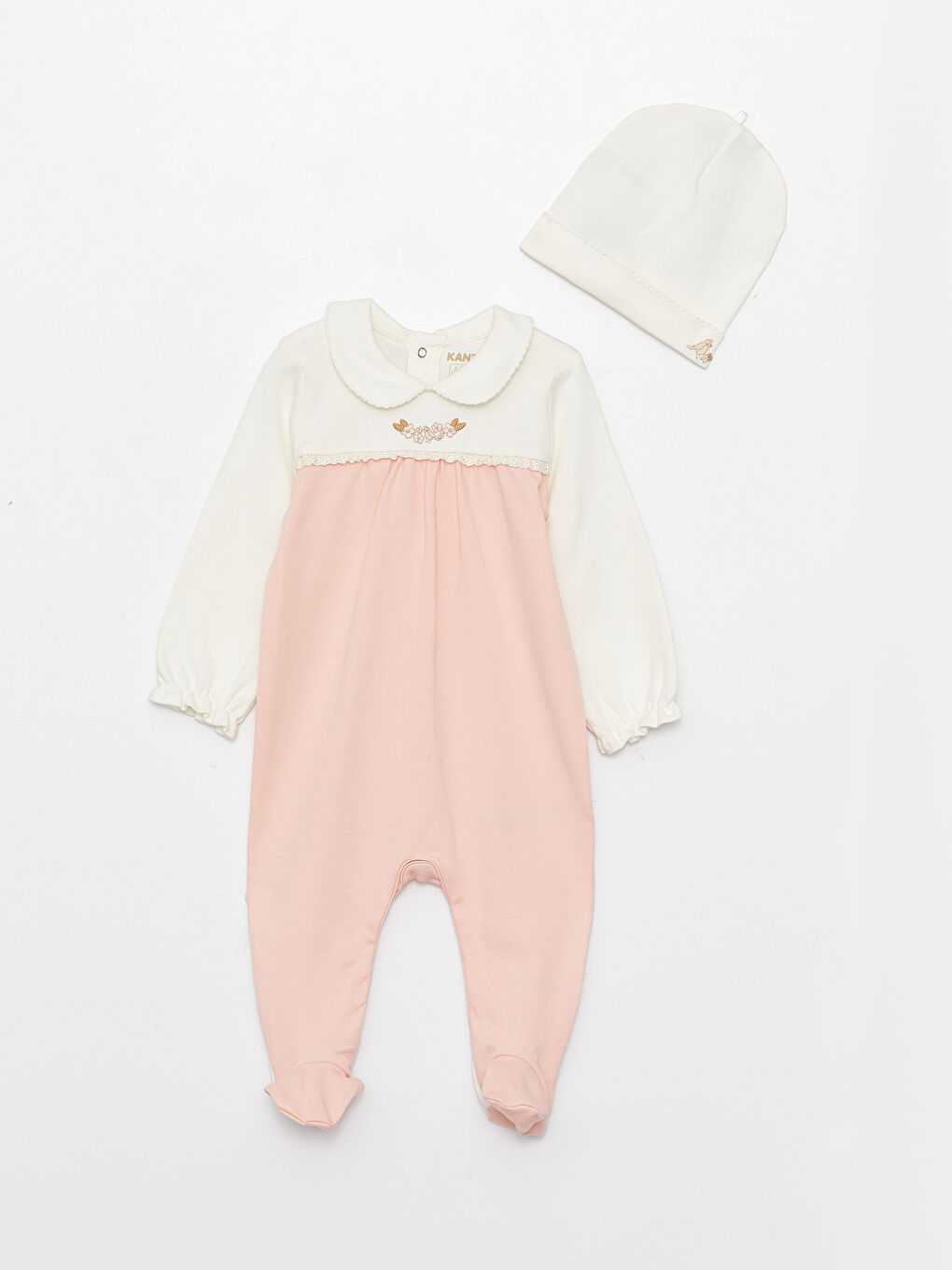 KANZ Bebe Collar Long Sleeve Embroidery Detailed Baby Girl 3-Piece Set -S39154Z1-FDU