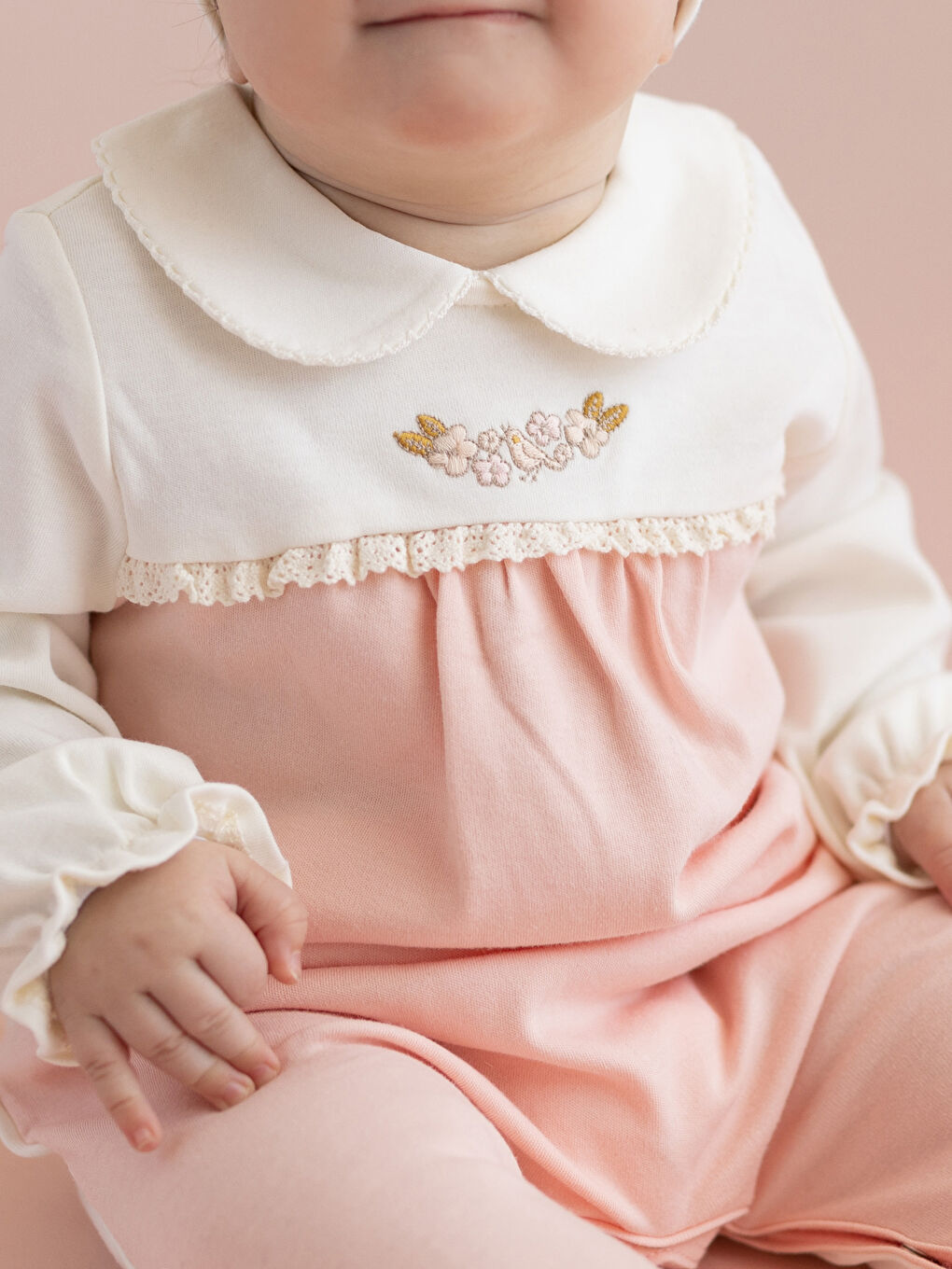KANZ Bebe Collar Long Sleeve Embroidery Detailed Baby Girl 3-Piece Set -S39154Z1-FDU