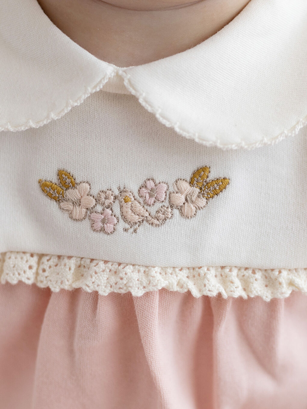 KANZ Bebe Collar Long Sleeve Embroidery Detailed Baby Girl 3-Piece Set -S39154Z1-FDU