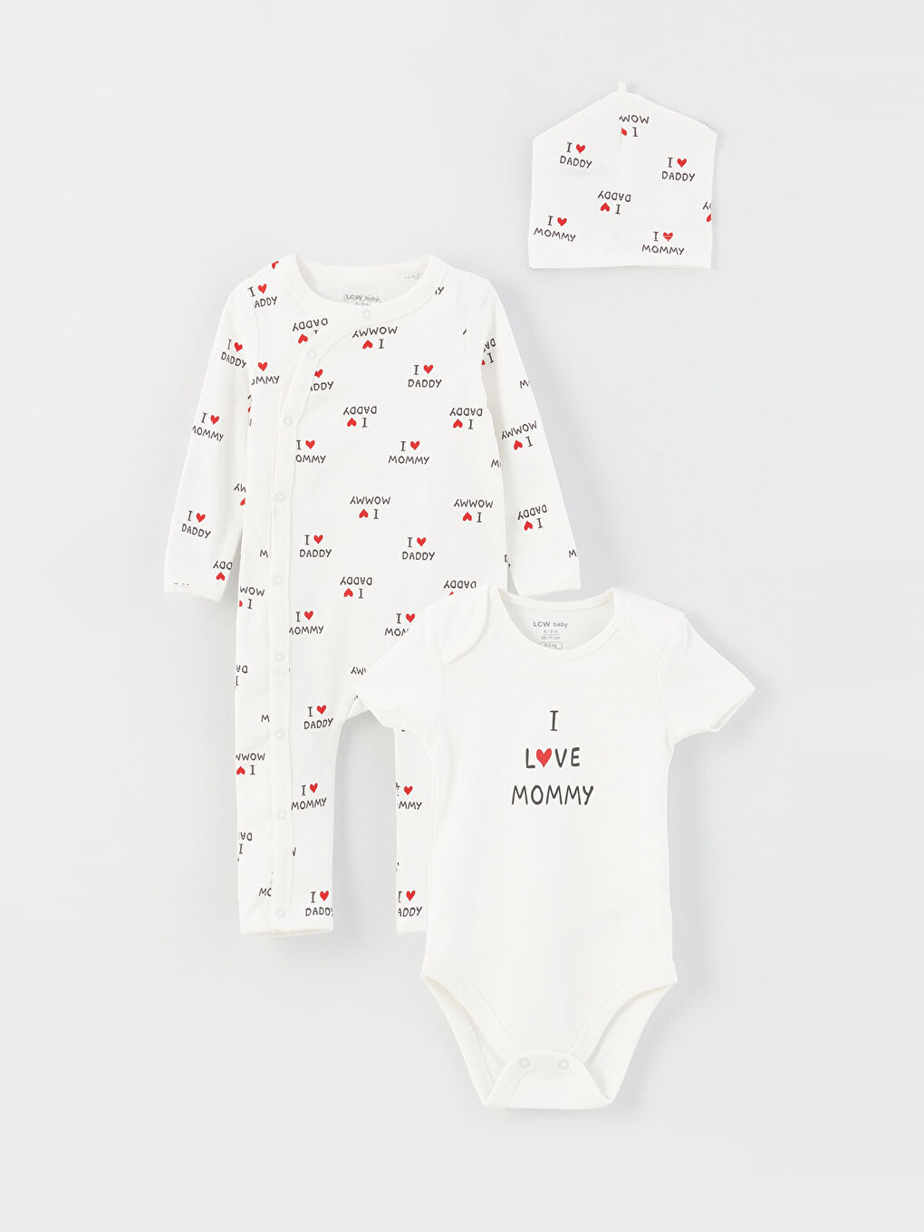 მრგვალი საყელო ნაბეჭდი ახალშობილ გოგონებისთვის 3-ცალიანი კომპლექტი