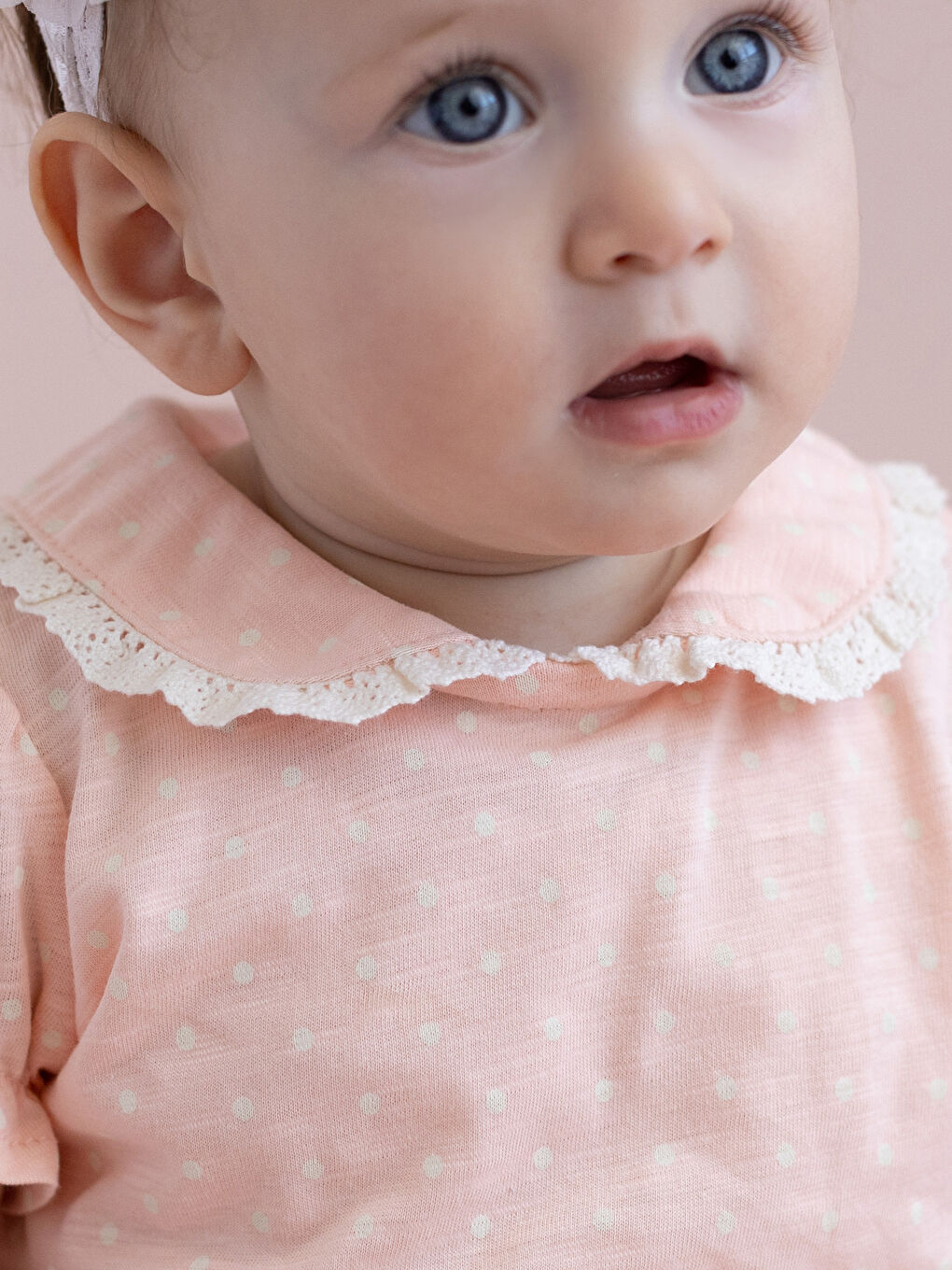 Pembe Bebe Yaka Kısa Kollu Kız Bebek Tulum-3