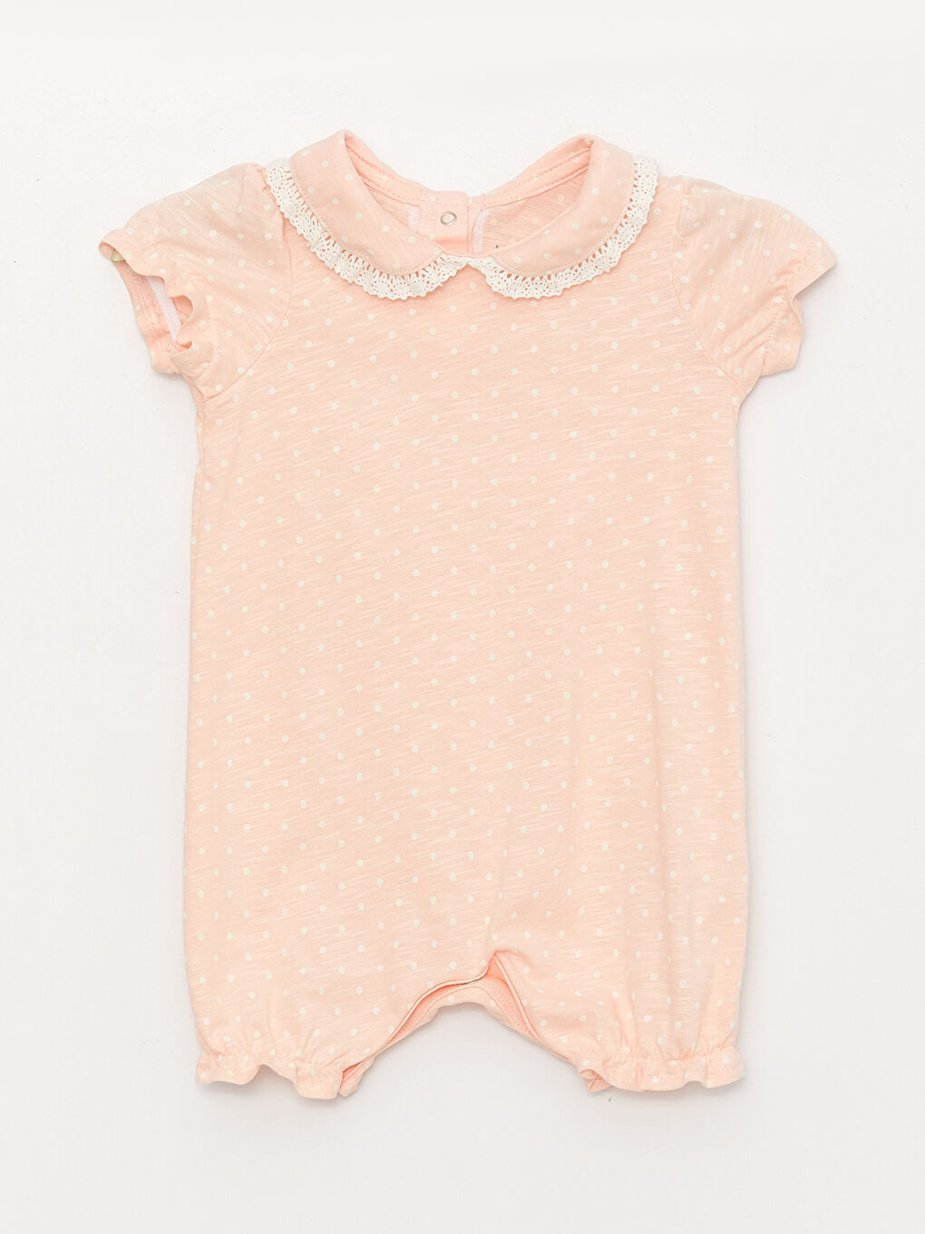 Pembe Bebe Yaka Kısa Kollu Kız Bebek Tulum-4