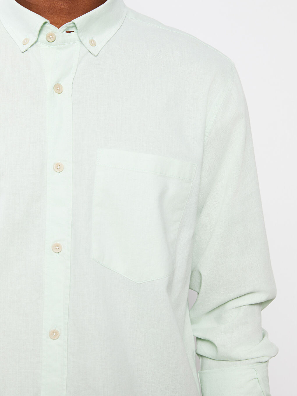 Regular Fit Long Sleeve Linen Blend Men's Shirt-3