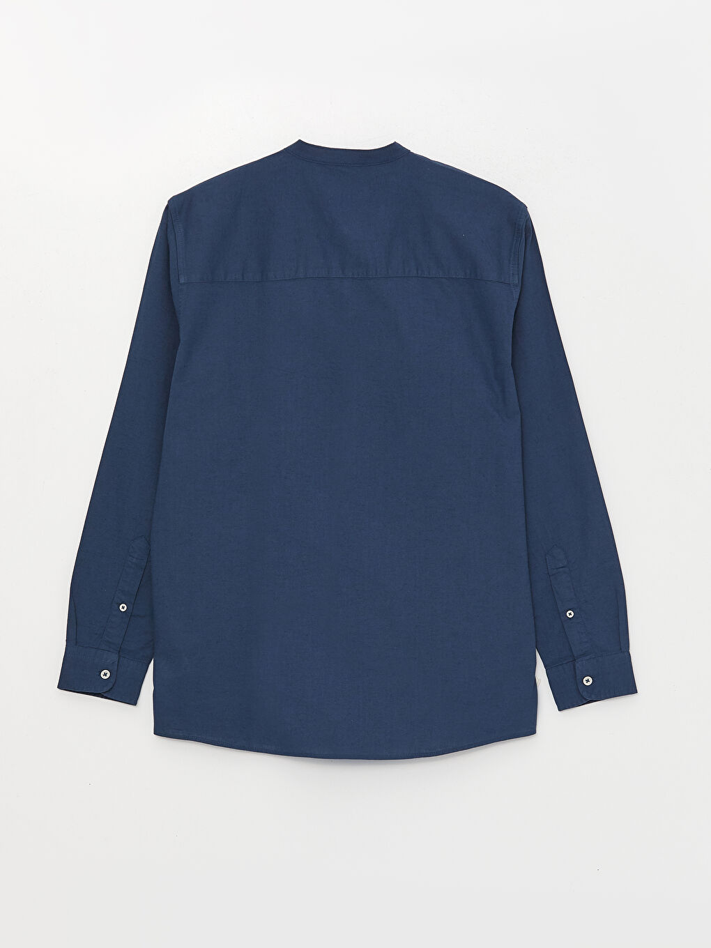 Lacivert Regular Fit Uzun Kollu Keten Karışımlı Erkek Gömlek-6