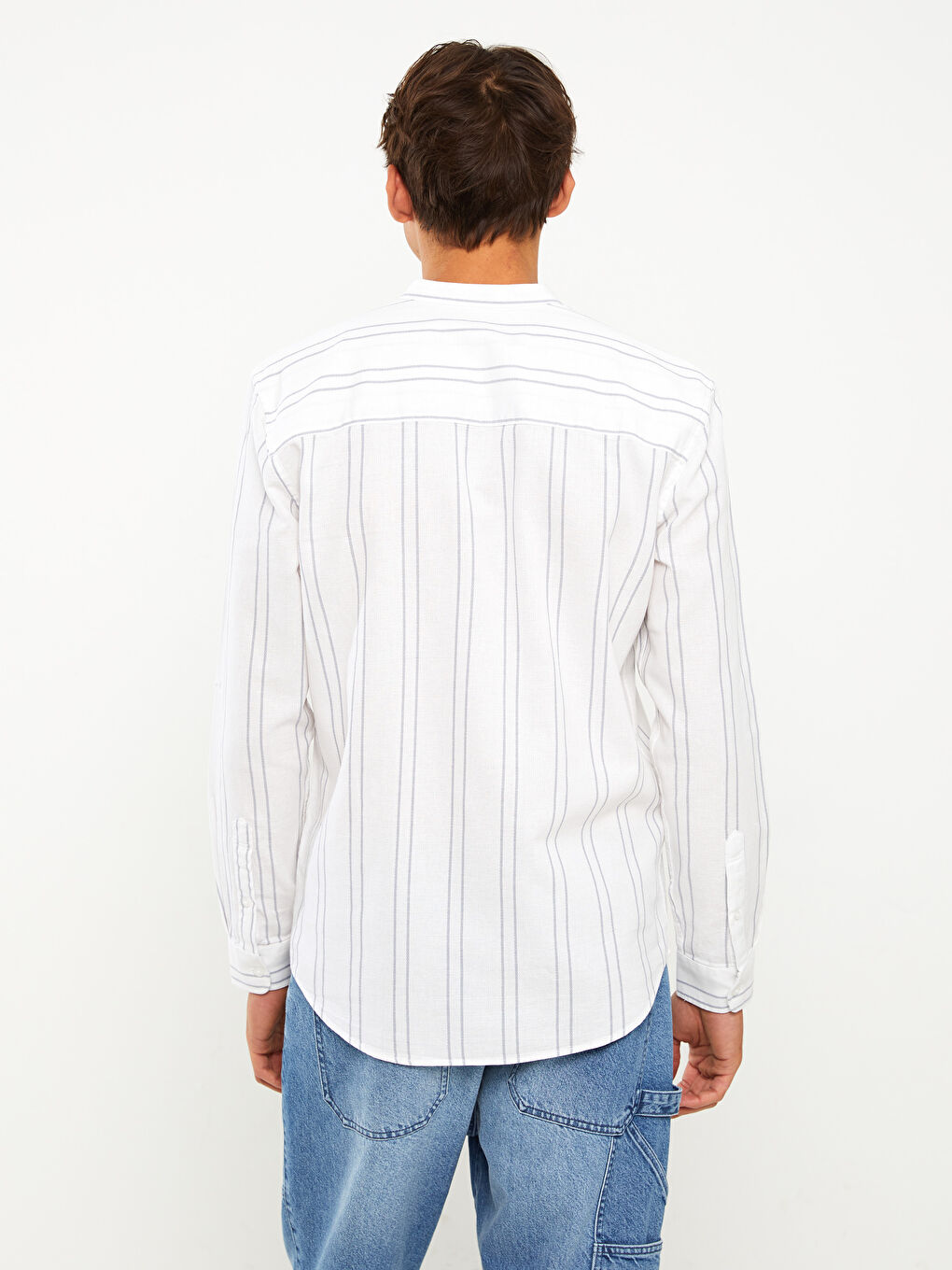XSIDE Regular Fit Long Sleeve Striped Linen Blend Men's Shirt -S39192Z8-LRZ