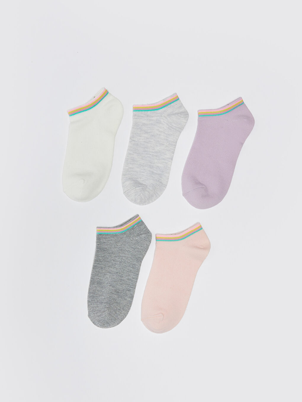 Basic Girls' Trainer Socks 5 Pack