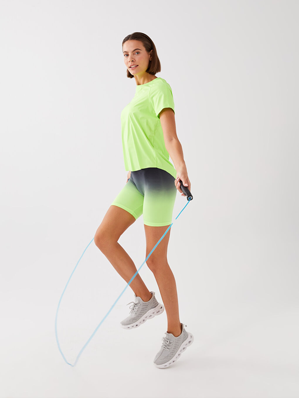 شورت طماق رياضية نساء بلا خياطة بلوك ديال الألوان