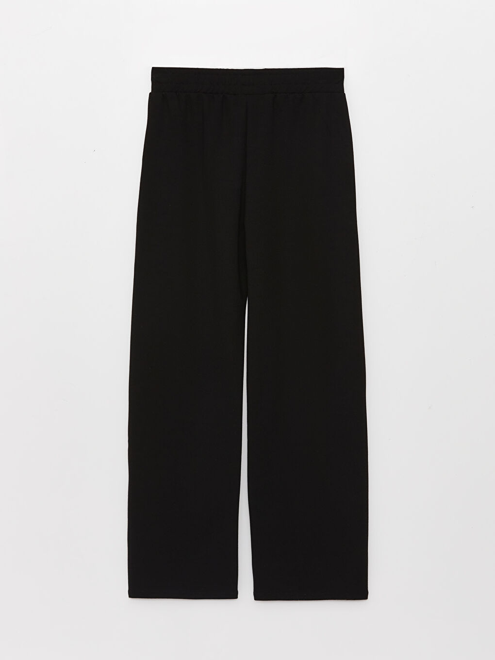 Siyah Beli Lastikli Düz Geniş Paça Kadın Eşofman Altı-6