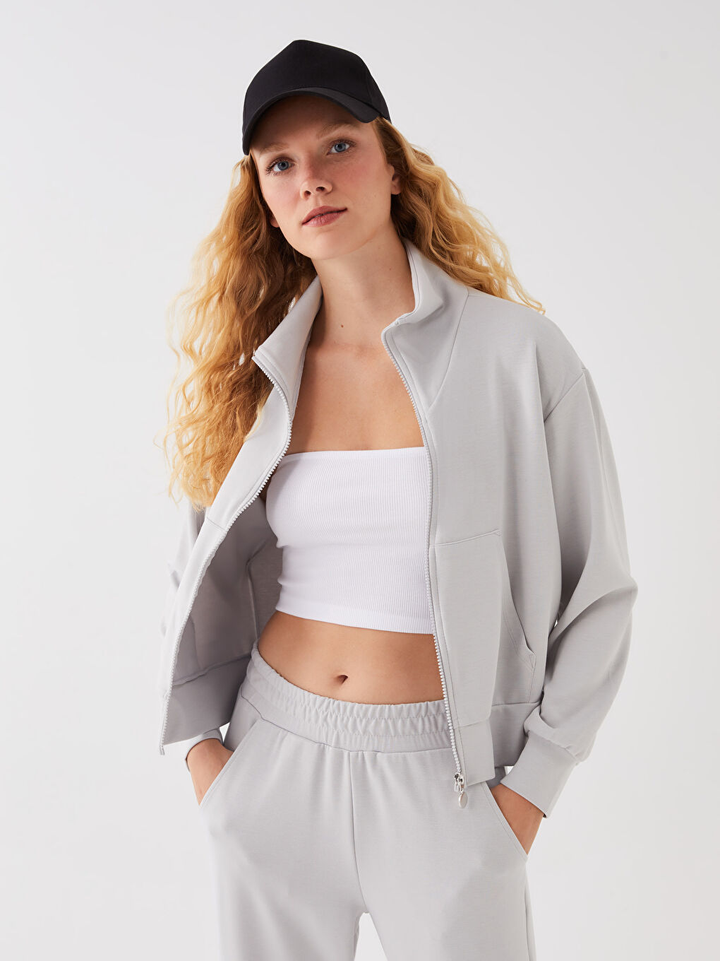 Cardigan de Sport pour Femmes à Col Cheminée