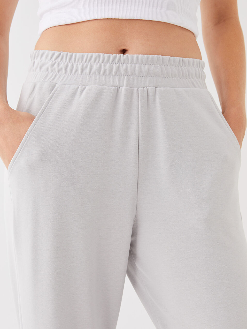 Pantaloni de trening jogger simpli cu talie elastică pentru femei-2