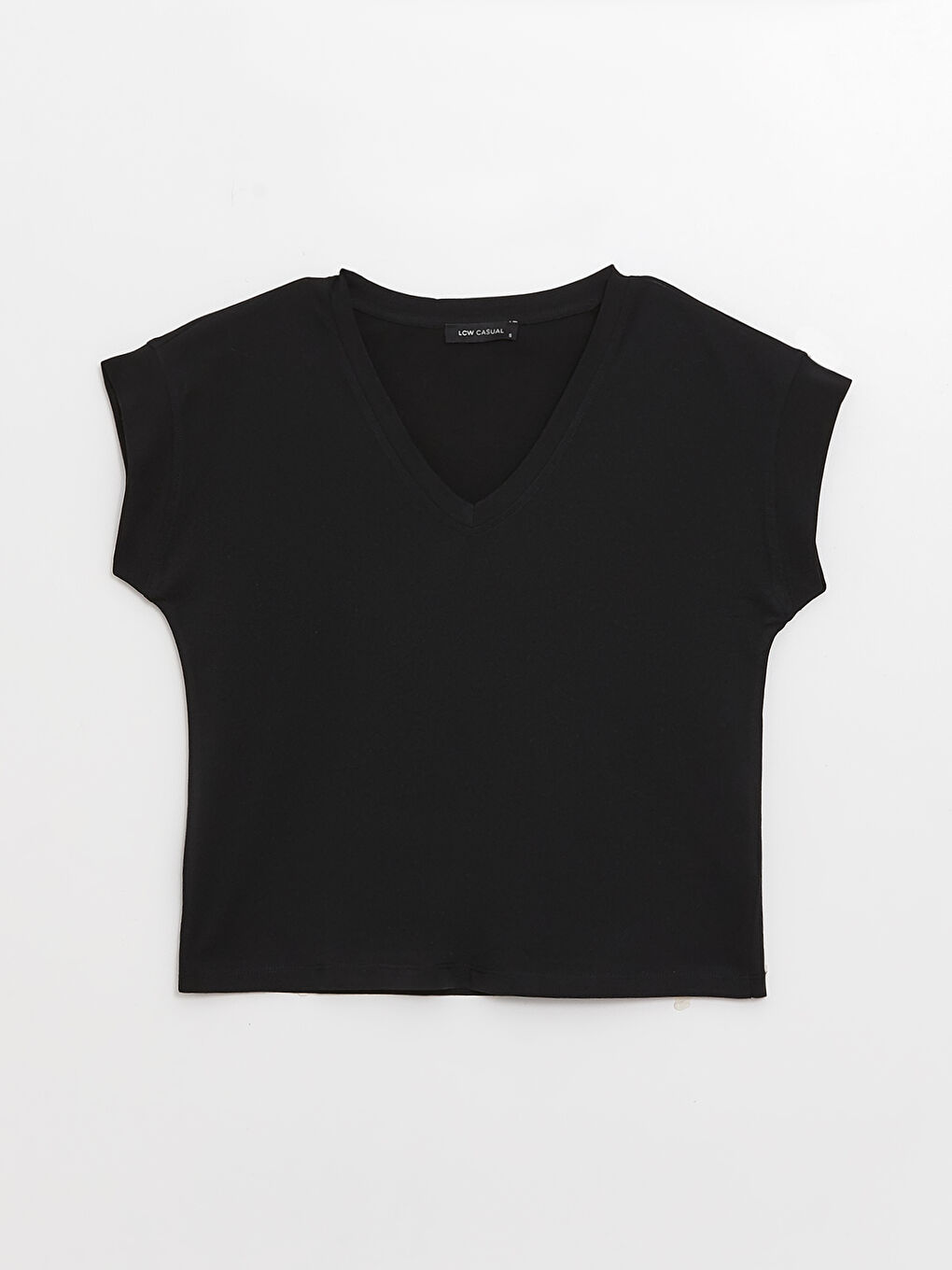 V-Neck Plain Short Sleeve Women's T-Shirt-5