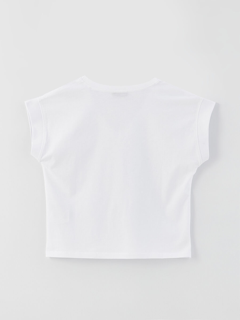 әйелдерге арналған v жағалы өрнексіз қысқа жең футболка-8